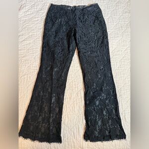 Newport News Black Lace Flare Pants